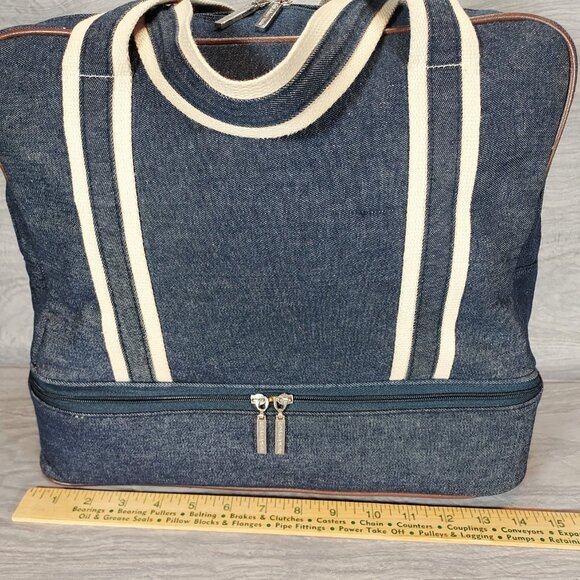 Bath And Body Works Denim Travel Shoulder Bag Tote Blue Matching Cosmetics Bags - Picture 10 of 16